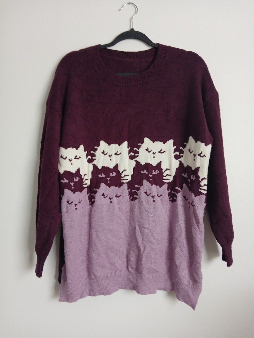 Bloom Chic Sweater Cats Purple Plum Size 12